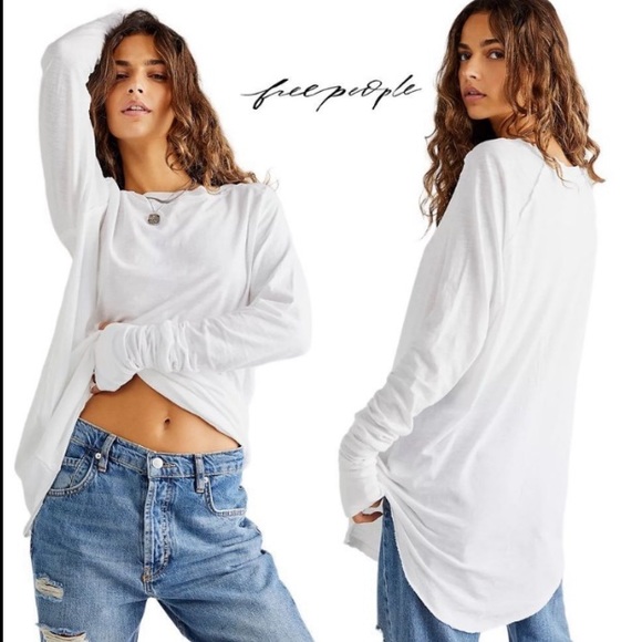 Free People Tops - 🌺NEW‼️FREE PEOPLE We The Free Oversized “ARDEN” Long-sleeve Tee Shirt Top